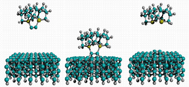 The DCB6Ge dimer placement tool places two carbon atoms onto the C(110) face of a dehydrogenated diamond surface. &#169; 2004 Robert A. Freitas Jr.  All Rights Reserved.